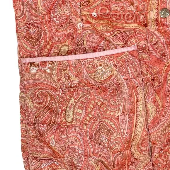 Liz Claiborne | Reversible Quilted Coat in Pink and Paisley | Medium - Picture 5 of 9